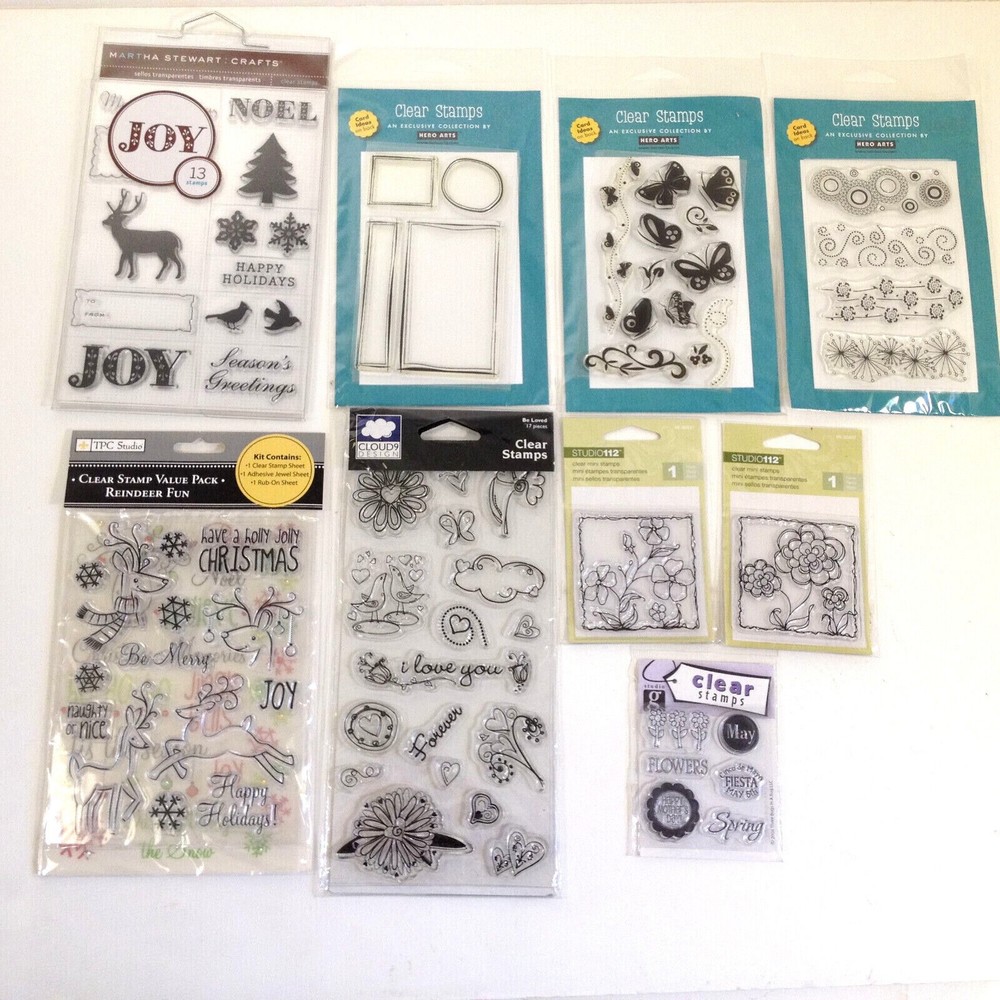 (9) Martha & More Clear Stamp Sets Lot of 9 Variety Pack Holiday Flowers Love
